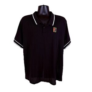 Nike Court Heritage Tennis Polo Men's XL Black FQ2101-010 Lightweight New $85